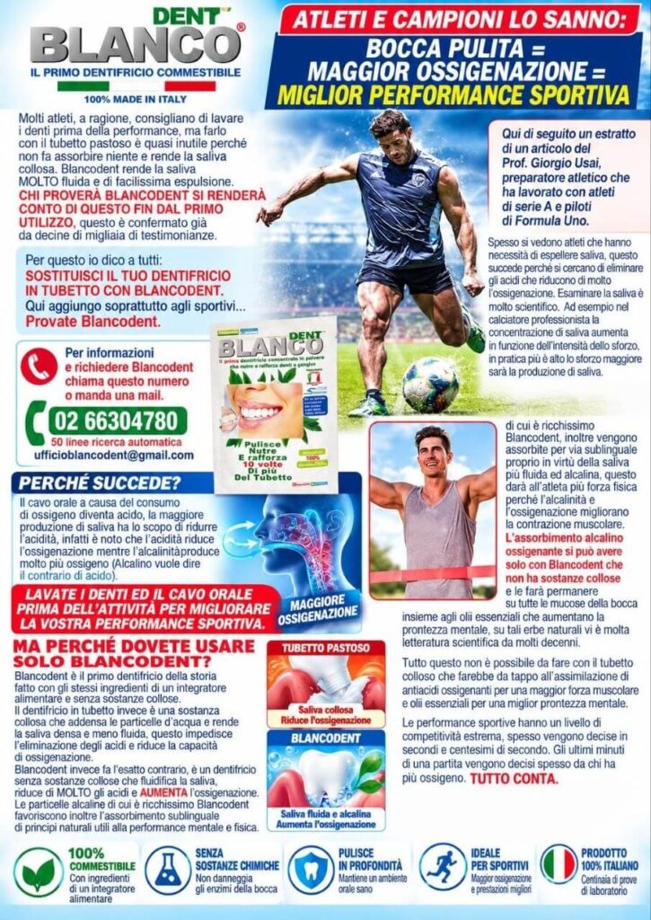 relazione atleti uso blancodent dentifricio in polvere