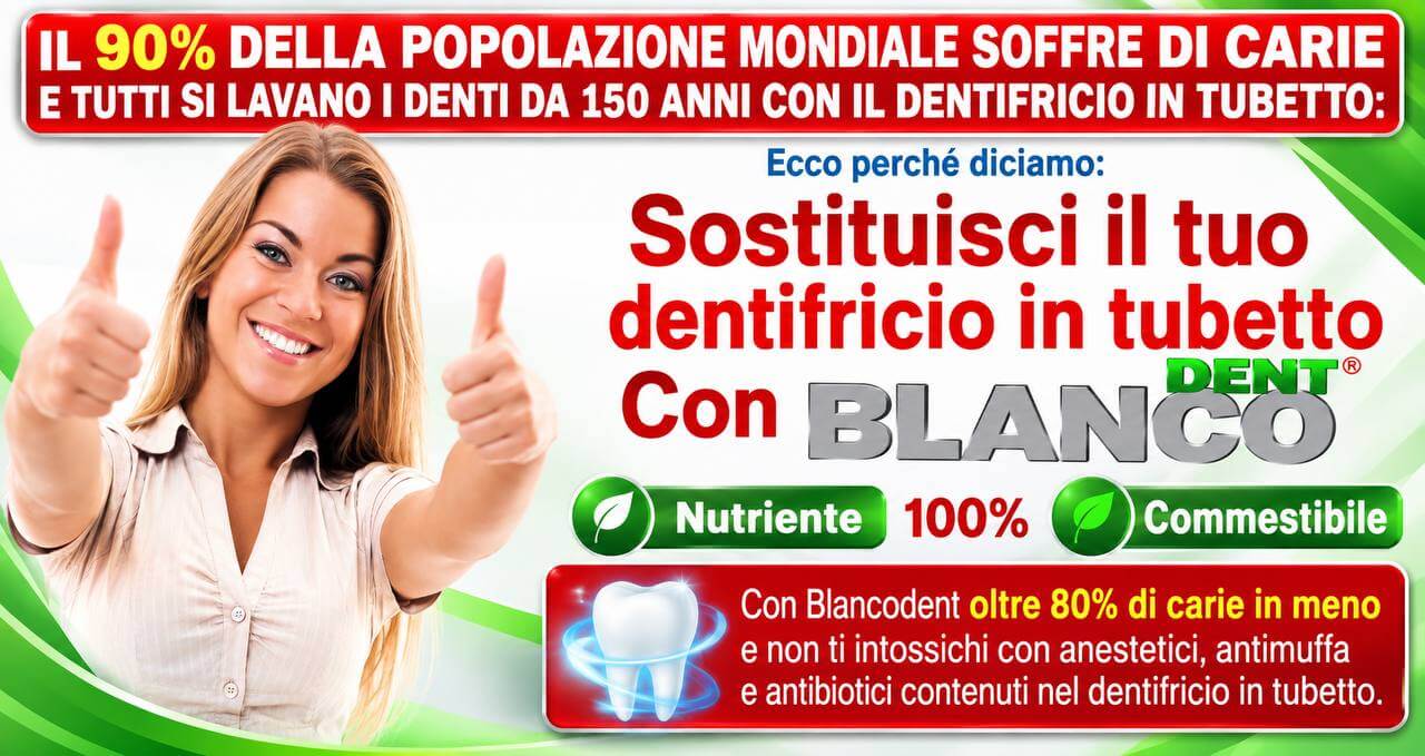 ragazza sorridente blancodent dentifricio in polvere